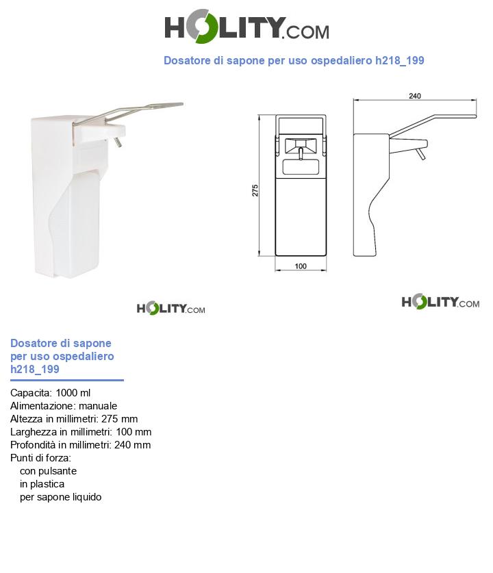 Dosatore di sapone per uso ospedaliero h218_199