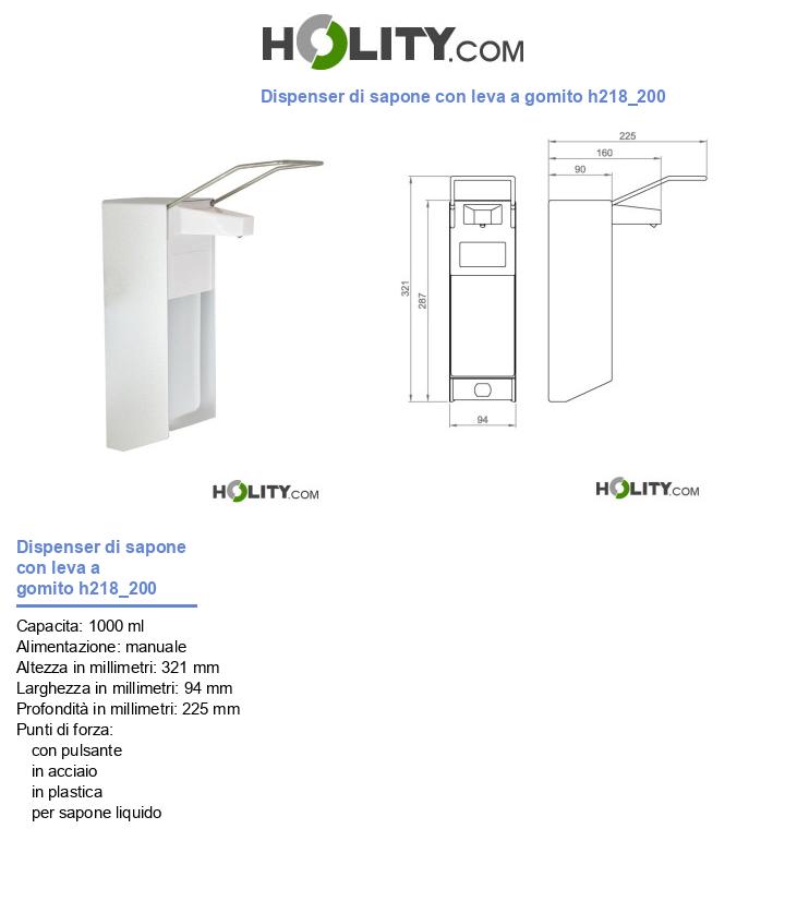 Dispenser di sapone con leva a gomito h218_200