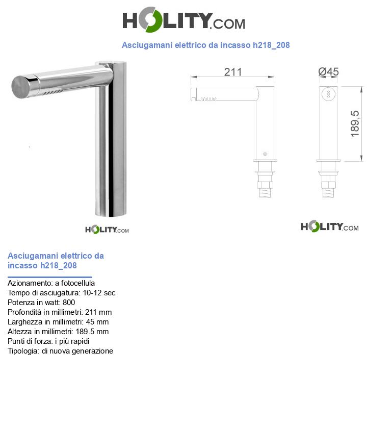 Asciugamani elettrico da incasso h218_208