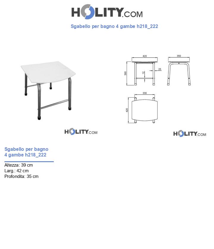 Sgabello per bagno 4 gambe h218_222