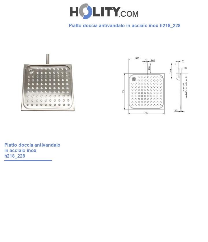 Piatto doccia antivandalo in acciaio inox h218_228