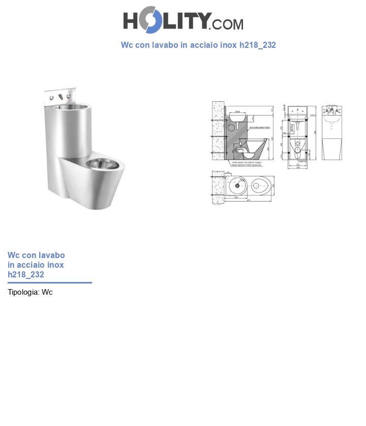 Wc con lavabo in acciaio inox h218_232