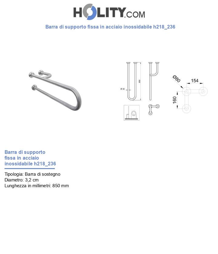 Barra di supporto fissa in acciaio inossidabile h218_236
