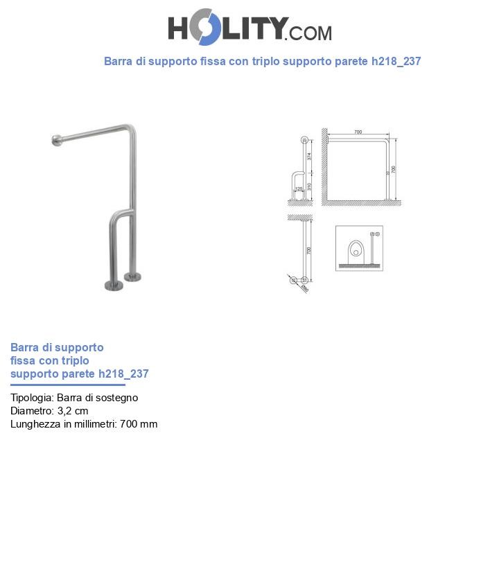 Barra di supporto fissa con triplo supporto parete h218_237