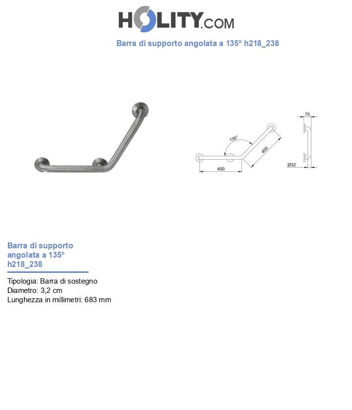 Barra di supporto angolata a 135º h218_238