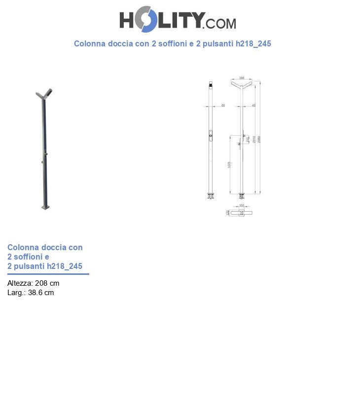 Colonna doccia con 2 soffioni e 2 pulsanti h218_245