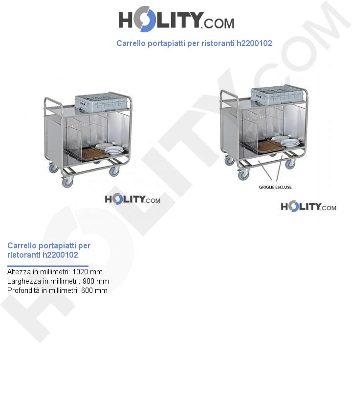 Carrello trasporto piatti per ristoranti h2200102