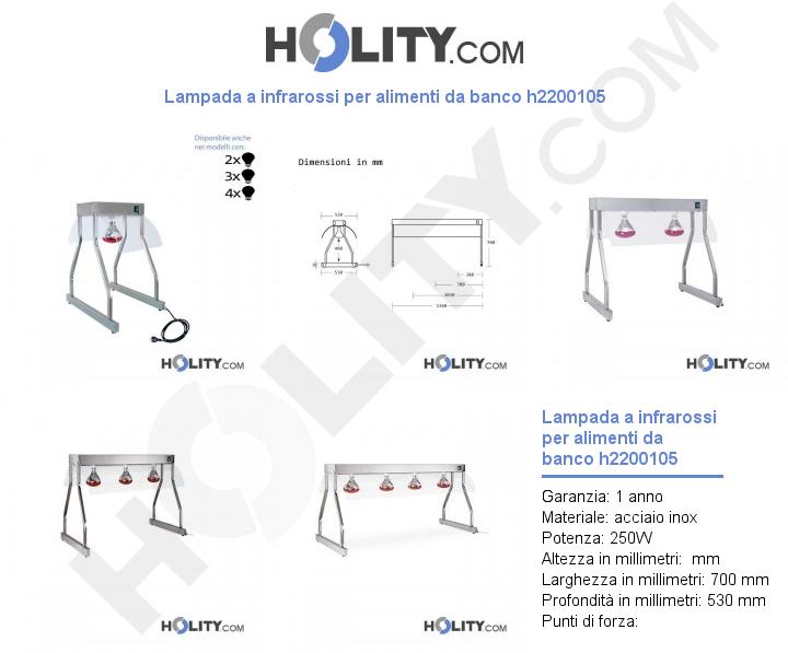 Lampada a infrarossi per alimenti da banco h2200105
