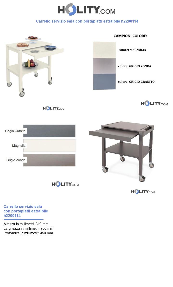 Carrello servizio sala con portapiatti estraibile h2200114