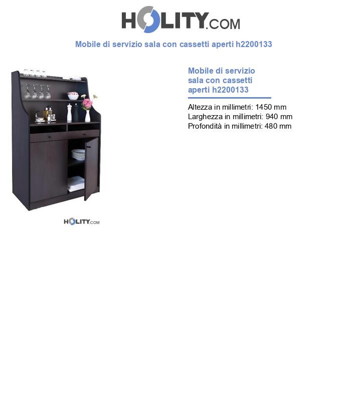Mobile di servizio sala con cassetti aperti h2200133