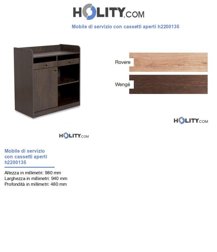 Mobile di servizio con cassetti aperti h2200135
