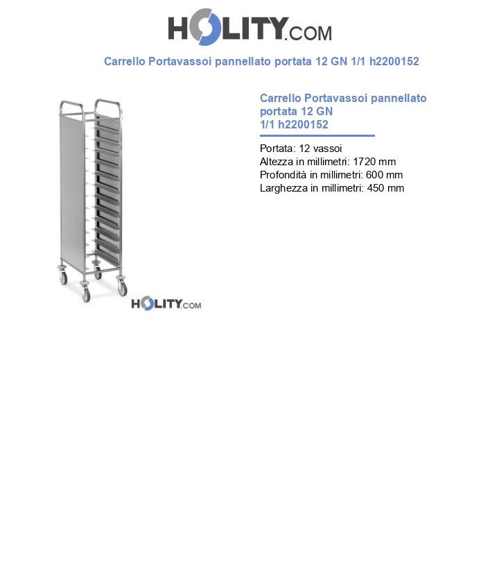 Carrello Portavassoi pannellato portata 12 GN 1/1 h2200152