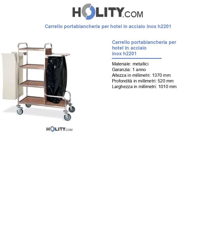 Carrello portabiancheria per hotel in acciaio inox h2201