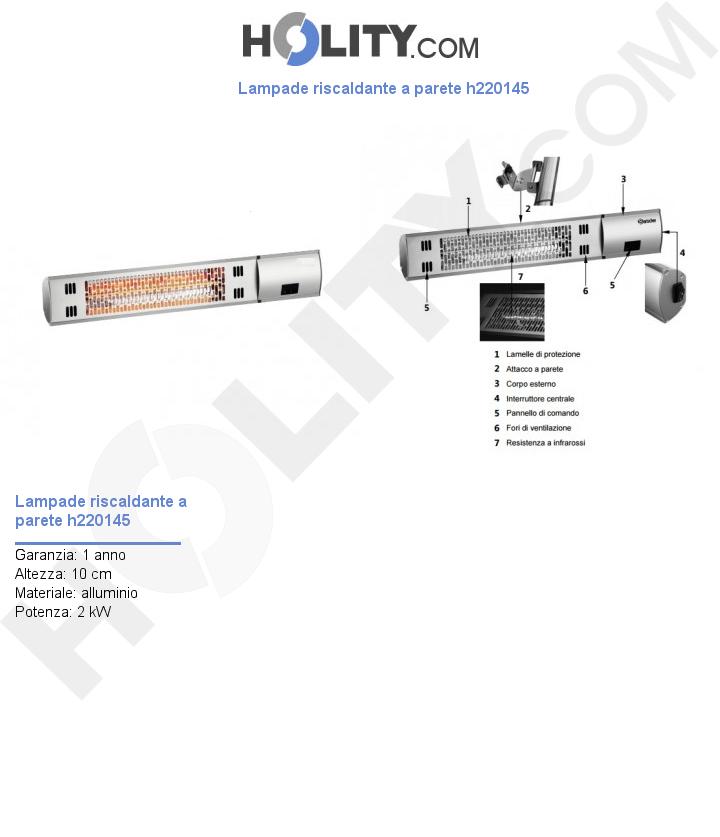 Lampade riscaldante a parete h220145