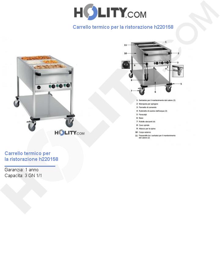 Carrello termico per la ristorazione h220158