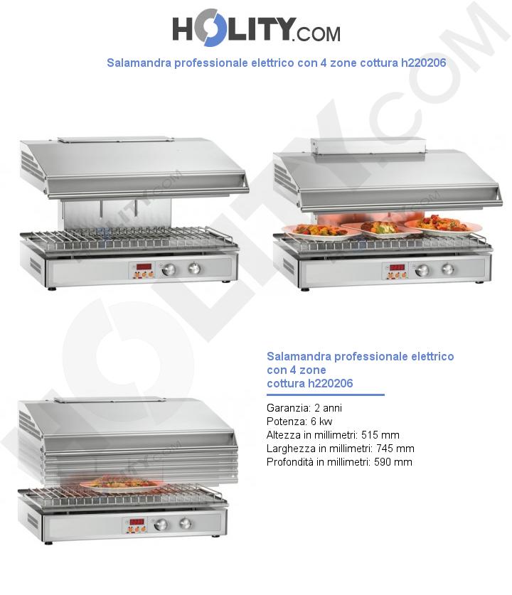 Salamandra professionale elettrico con 4 zone cottura h220206