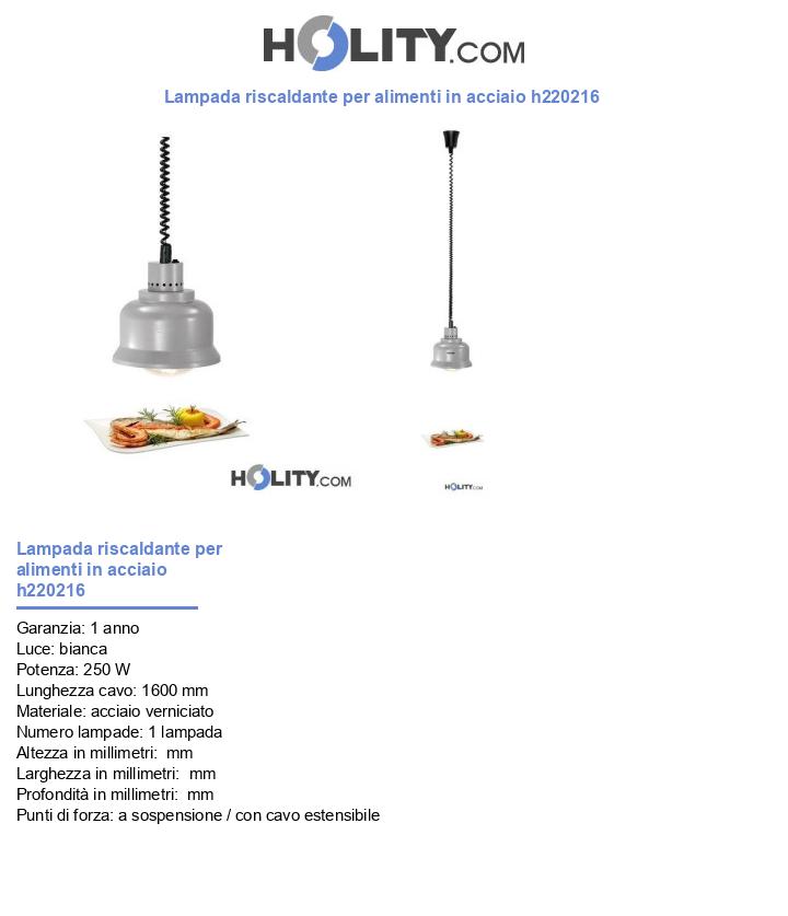 Lampada riscaldante per alimenti in acciaio h220216