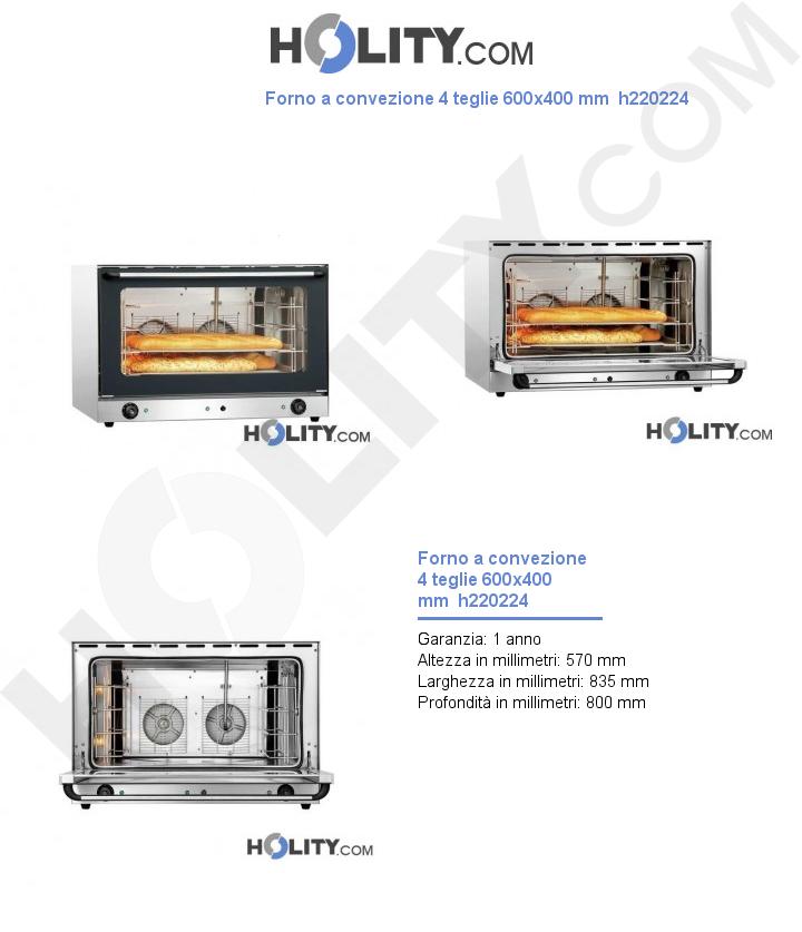 Forno a convezione 4 teglie 600x400 mm h220224
