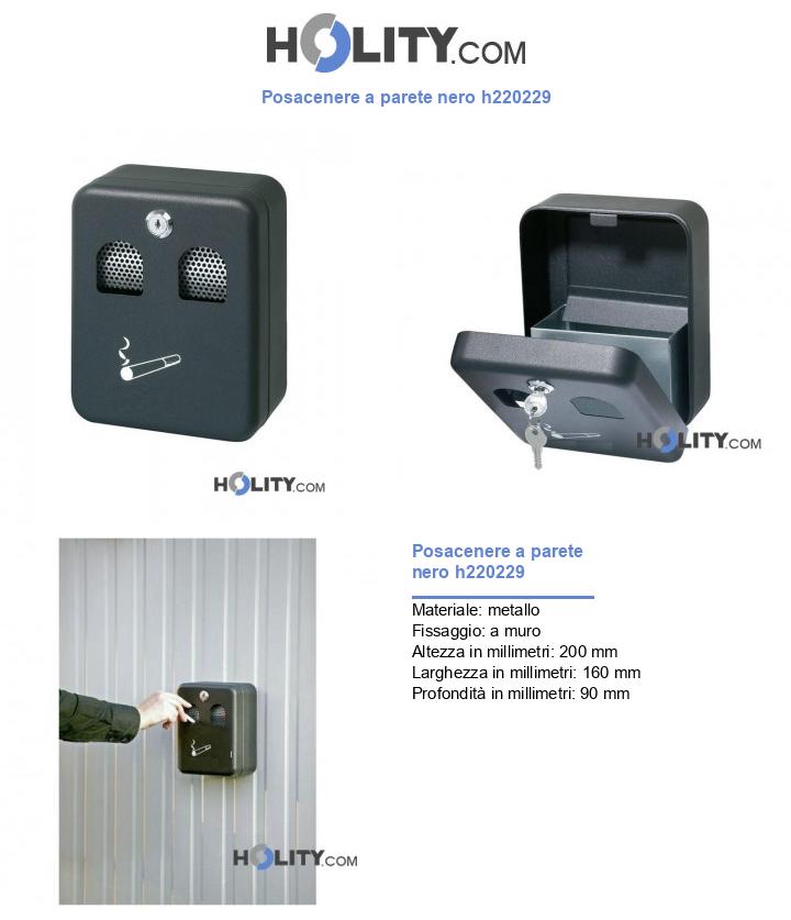 Posacenere a parete nero h220229