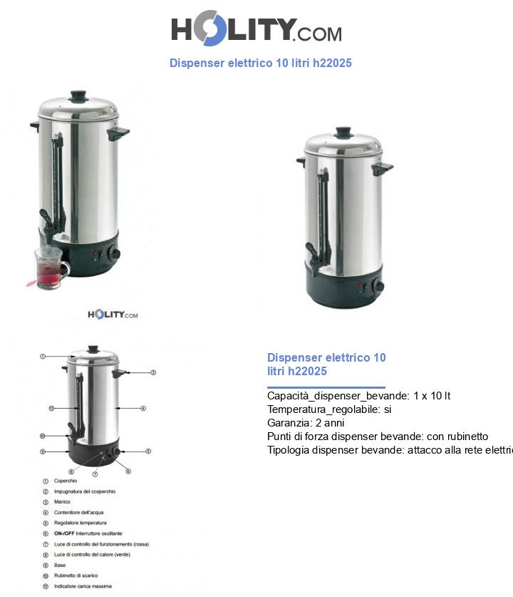 Dispenser elettrico 10 litri h22025