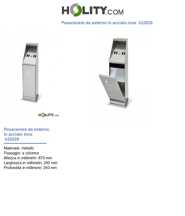 Posacenere da esterno in acciaio inox h22029