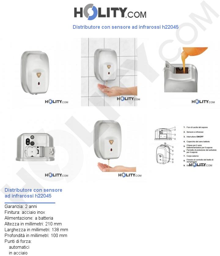 Distributore con sensore ad infrarossi h22045