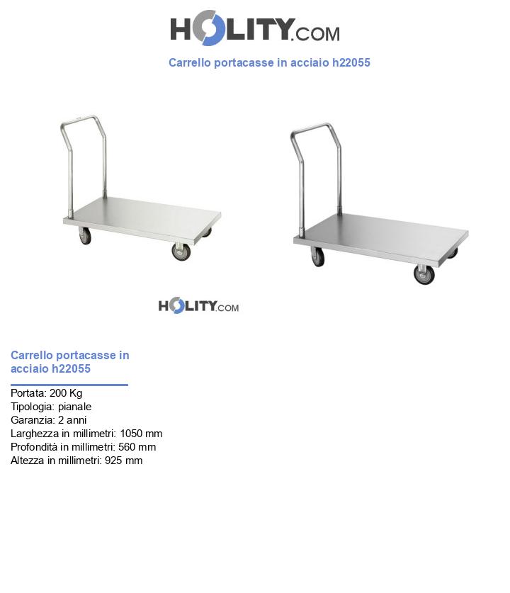 Carrello portacasse in acciaio h22055