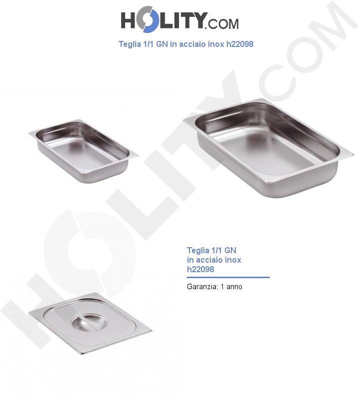 Teglia 1/1 GN in acciaio inox h22098