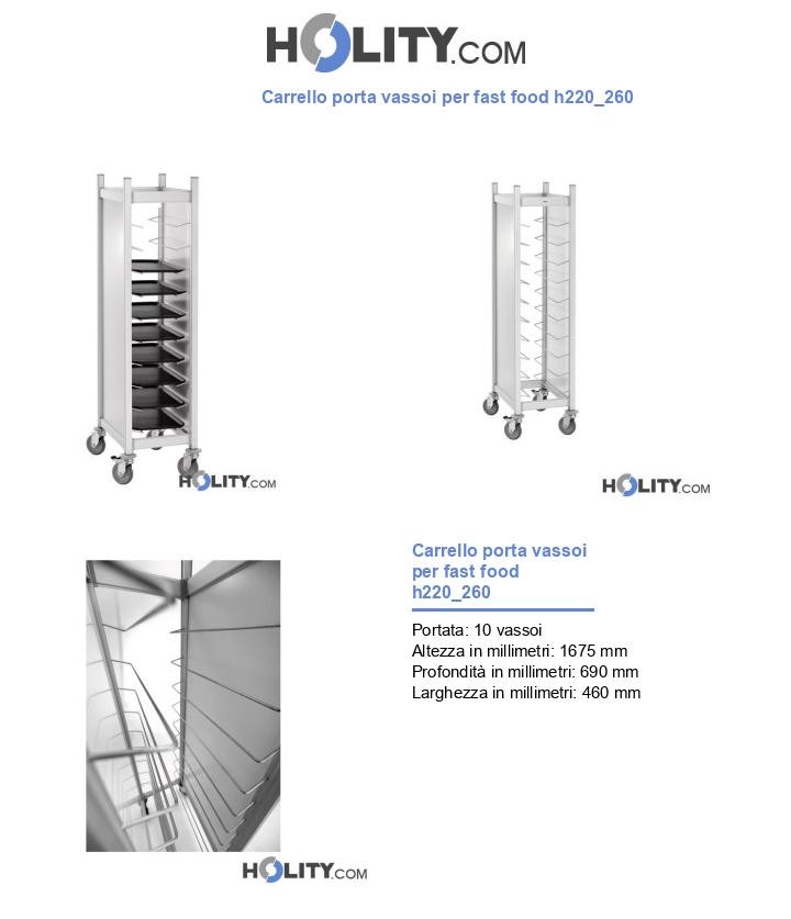 Carrello porta vassoi per fast food h220_260