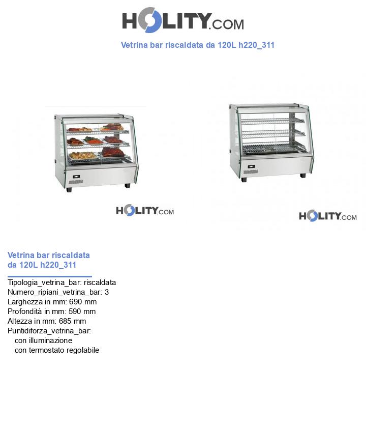 Vetrina bar riscaldata da 120L h220_311