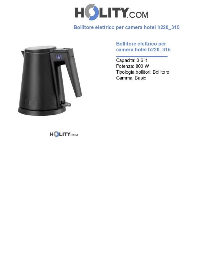 Bollitore elettrico per camera hotel h220_315