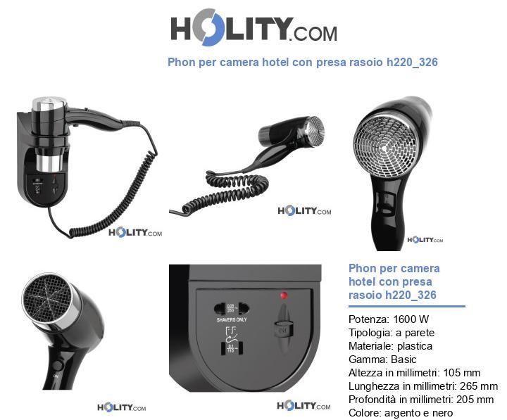 Phon per camera hotel con presa rasoio h220_326