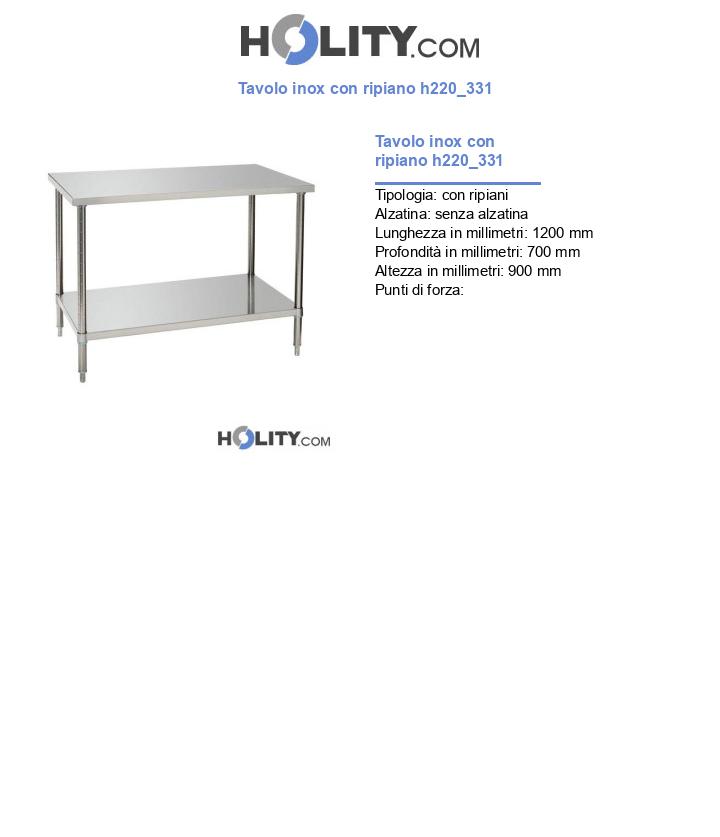 Tavolo inox con ripiano h220_331