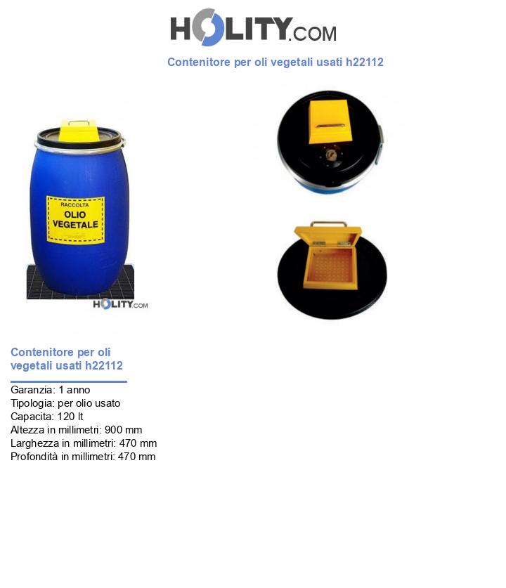 Contenitore per oli vegetali usati h22112