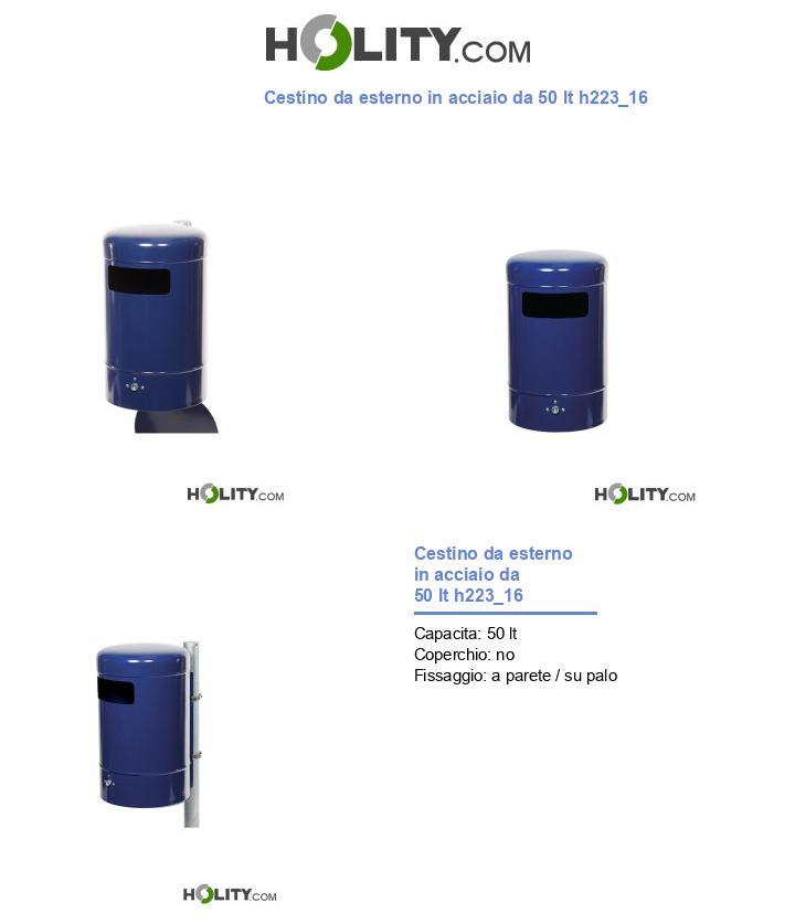 Cestino da esterno in acciaio da 50 lt h223_16