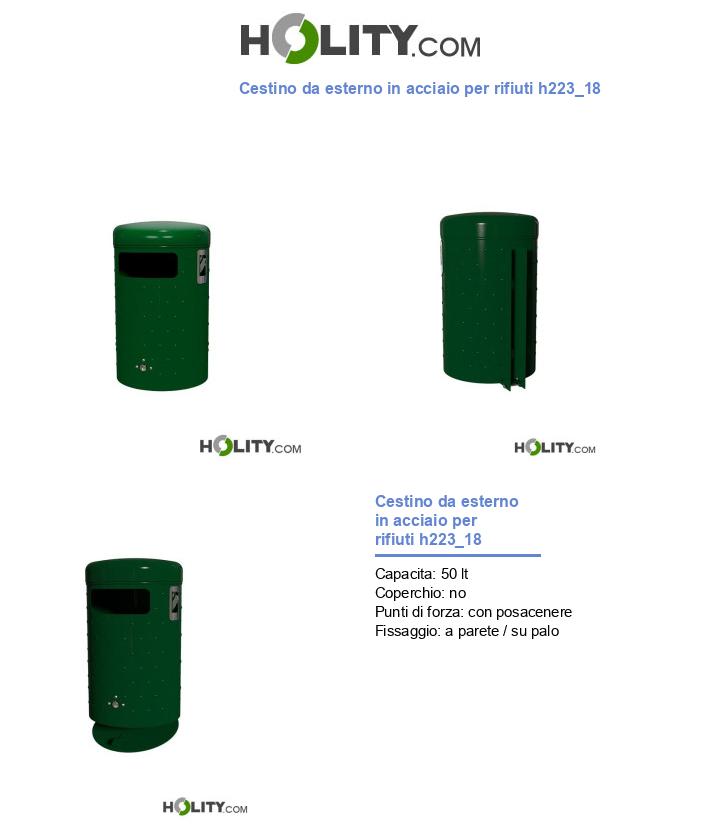 Cestino da esterno in acciaio per rifiuti h223_18