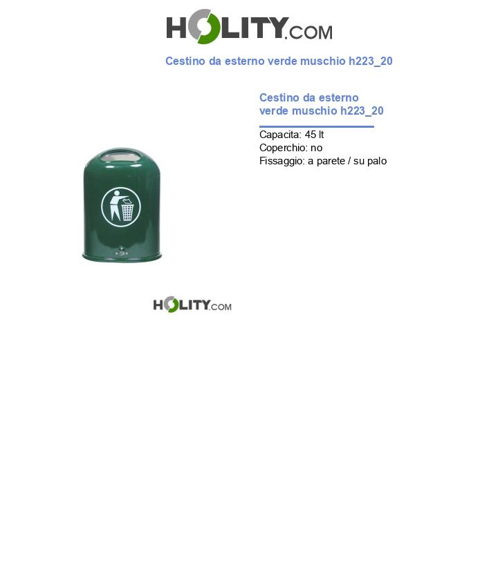 Cestino da esterno verde muschio h223_20