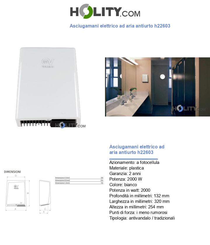 Asciugamani elettrico ad aria antiurto h22603