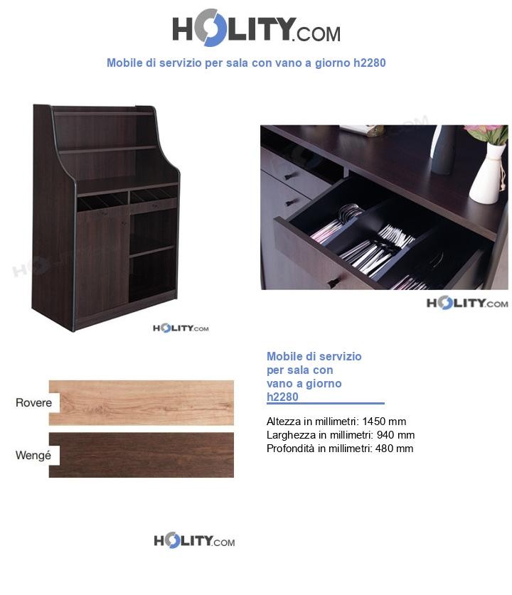 Mobile di servizio per sala con vano a giorno h2280