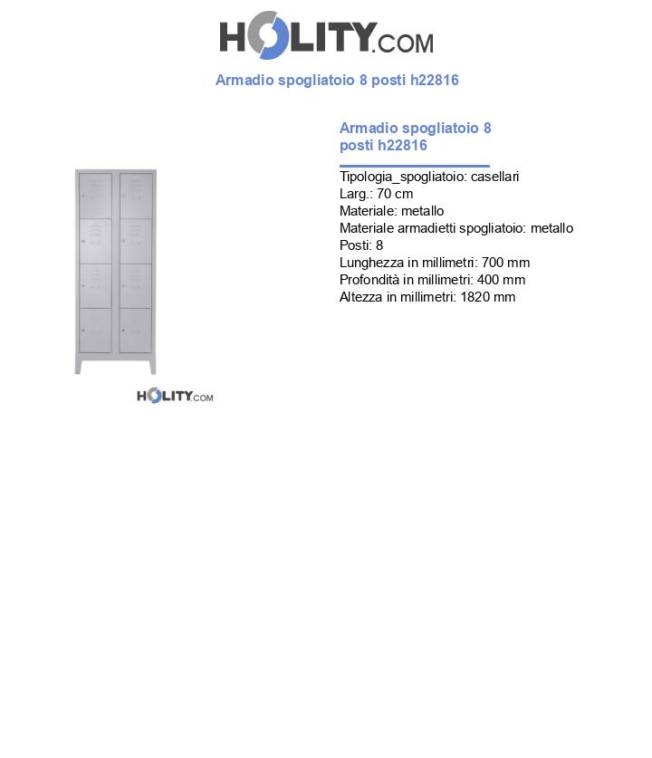 Armadio spogliatoio 8 posti h22816