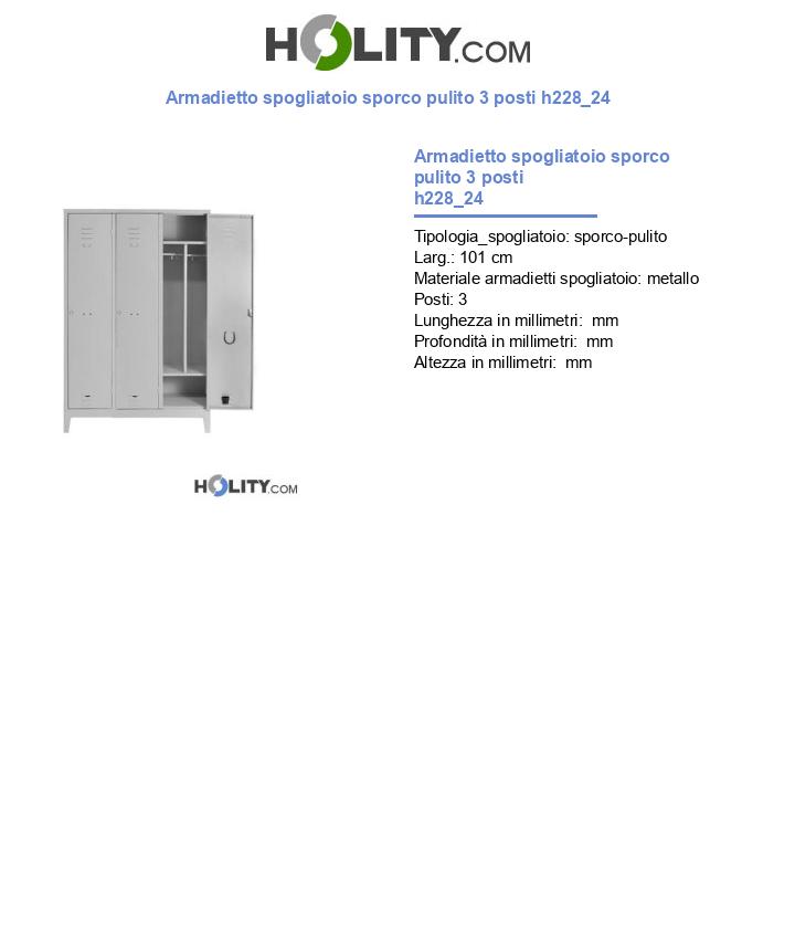 Armadietto spogliatoio sporco pulito 3 posti h228_24