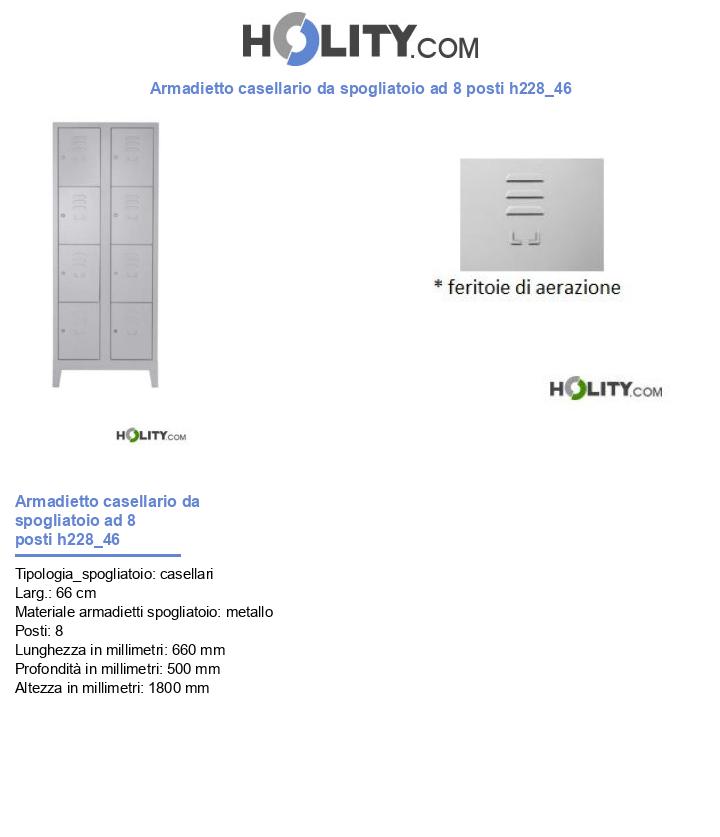 Armadietto casellario da spogliatoio ad 8 posti h228_46