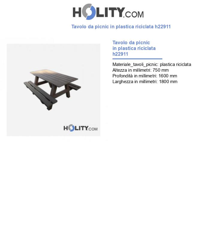 Tavolo da picnic in plastica riciclata h22911