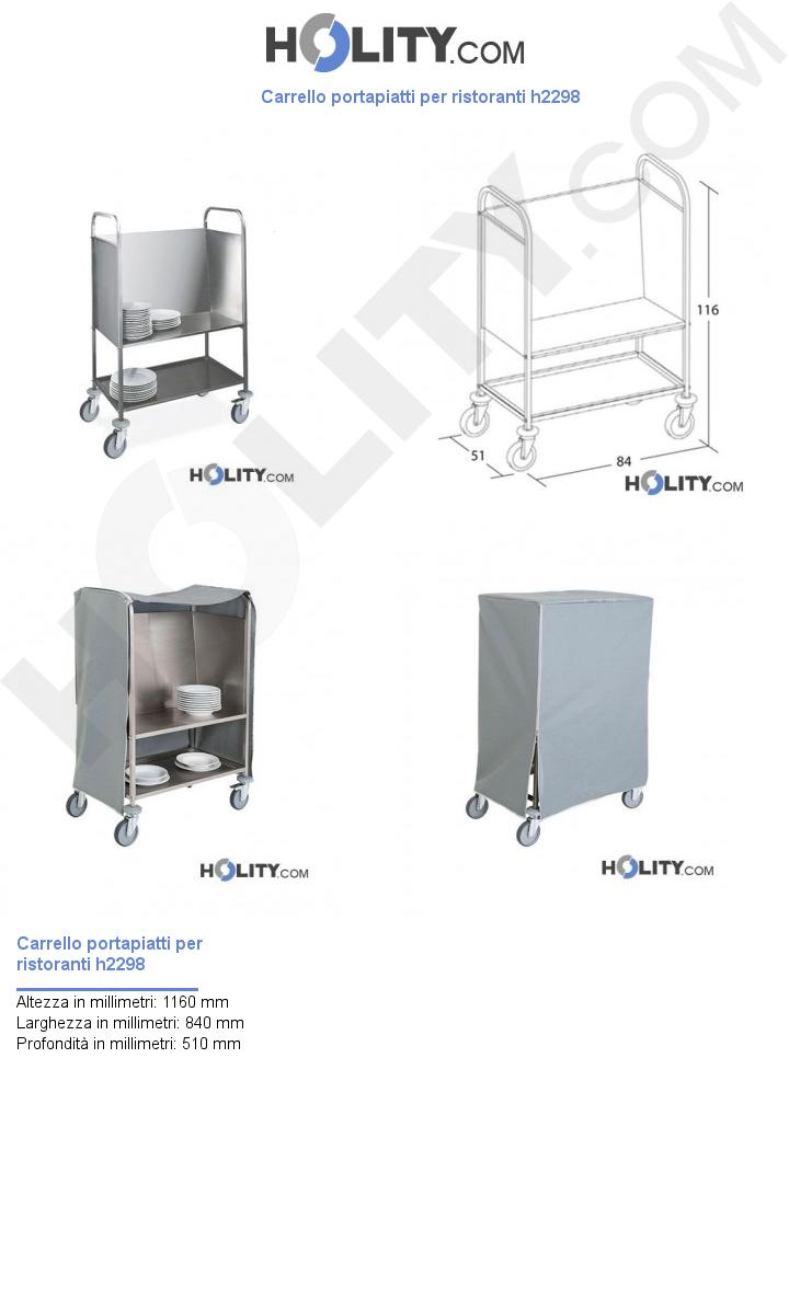 Carrello portapiatti per ristoranti h2298
