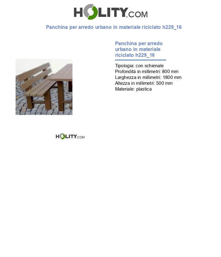 Panchina per arredo urbano in materiale riciclato h229_16