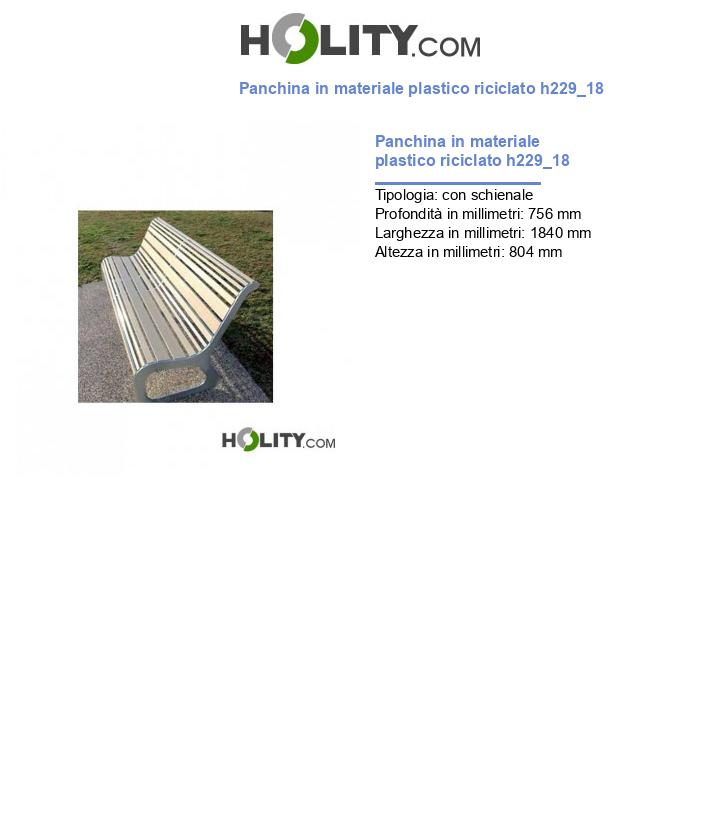 Panchina in materiale plastico riciclato h229_18