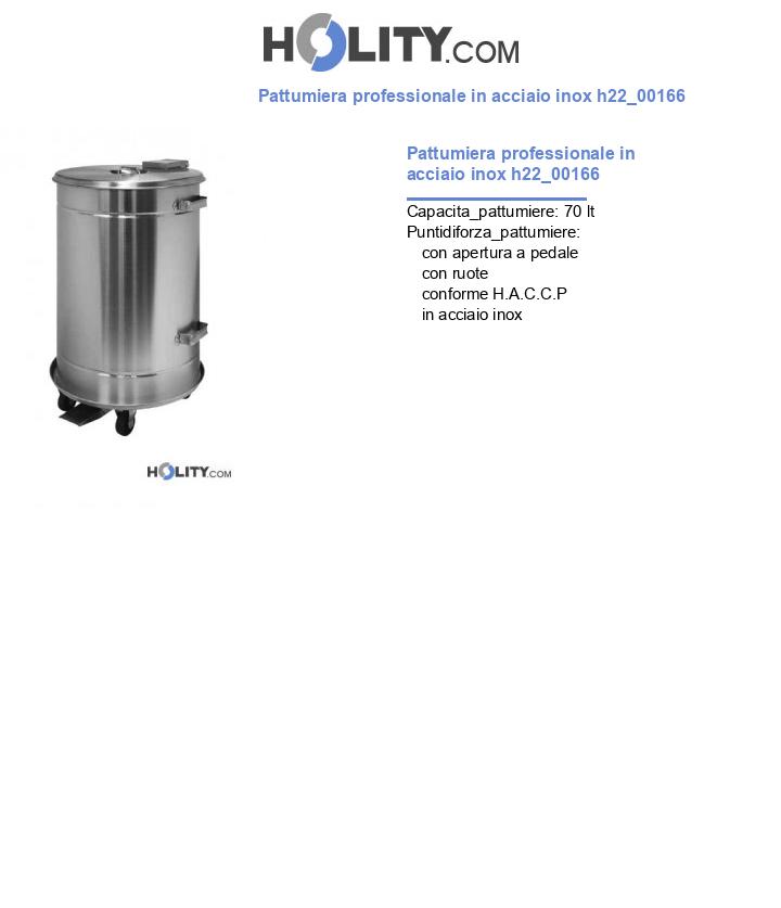 Pattumiera professionale in acciaio inox h22_00166