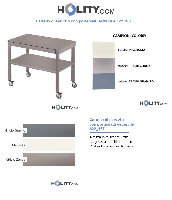Carrello di servizio con portapiatti estraibile h22_167