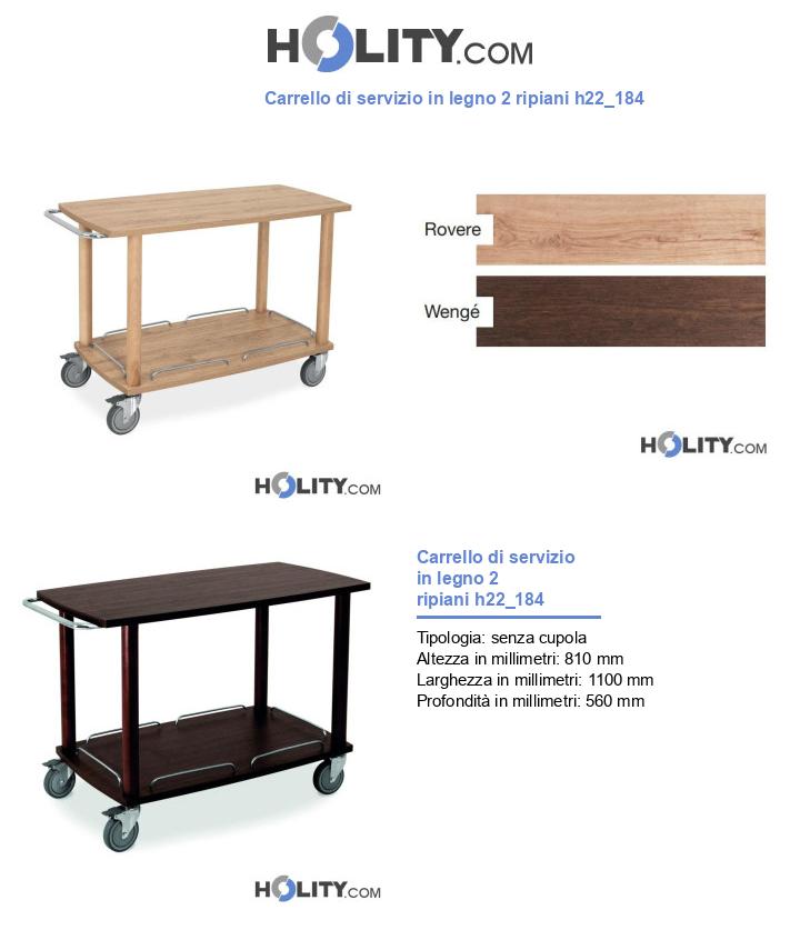 Carrello di servizio in legno 2 ripiani h22_184