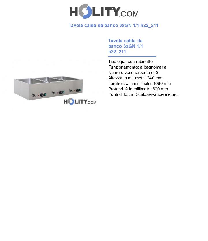 Tavola calda da banco 3xGN 1/1 h22_211